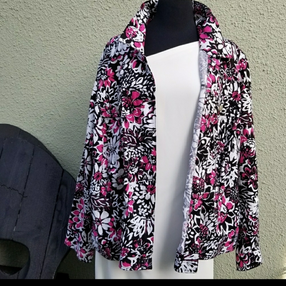 Vintage Carole Little Linen Floral “Jean” Jacket